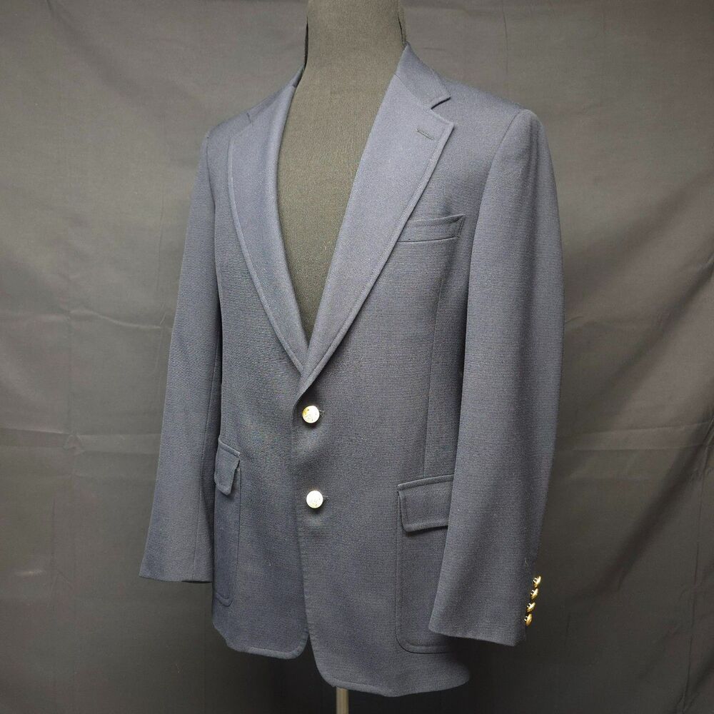 VTG American Craftsmen Blazer 36L Regiment Shops Colorado Navy Gold Buttons